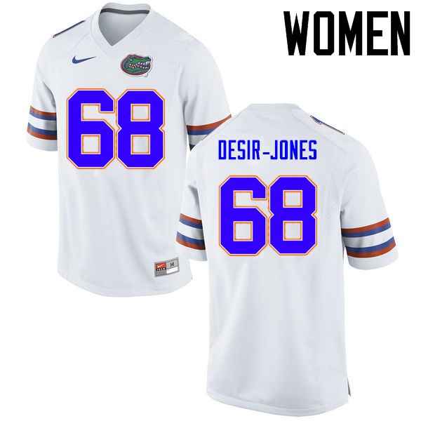 Florida Gators Women #68 Richerd Desir Jones College Football Jersey White